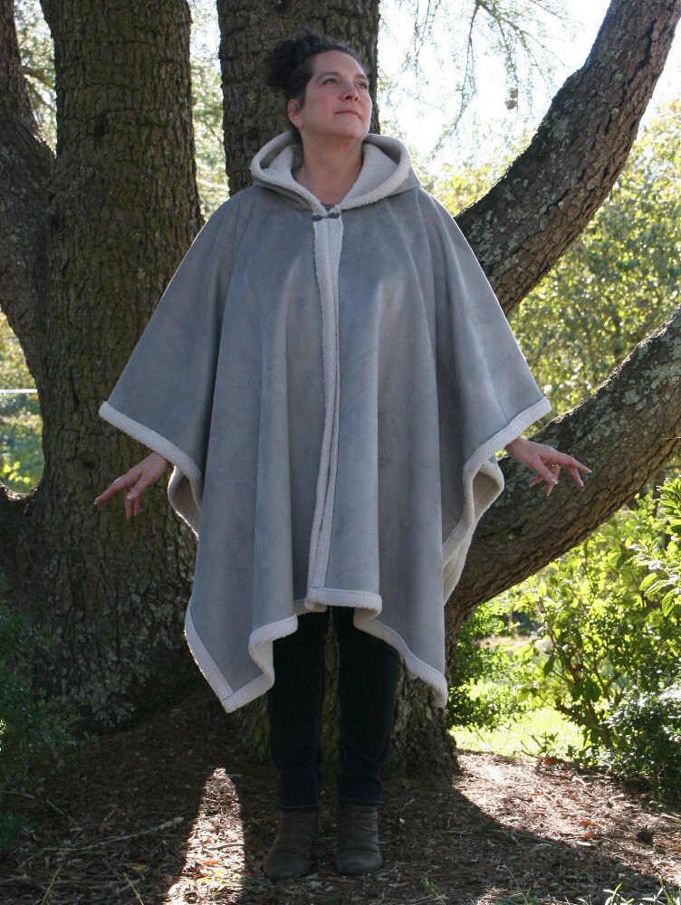 Beige Faux Suede and Ivory Sherpa Hooded Fleece Poncho or Cape - Etsy