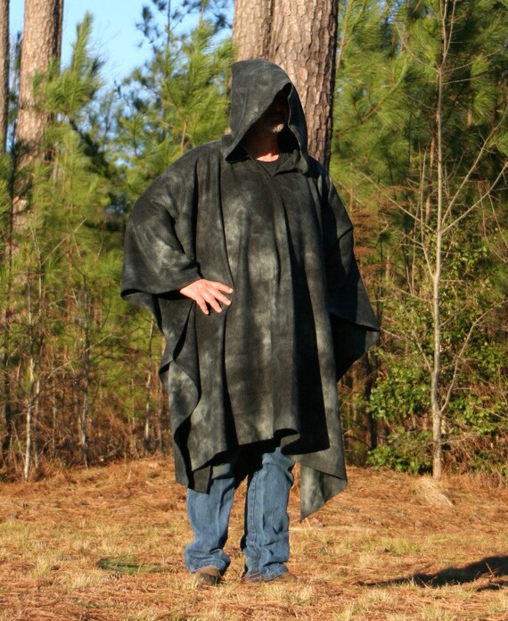 Moonshadow A Hooded Poncho in Tie Dye Fleece with Vneck | Etsy