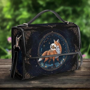 Celestal Fox Satchel Bag with Crossbody Strap - Cute Handbag Perfect for Gifting