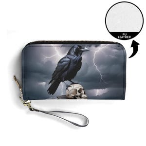 Gothic Raven Wallet Vegan Leather Cute Wallet Vegan Leather Wallet Zip Around Women Wallet Cute Multi Pocket