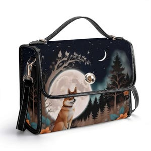 Shiba Inu Vegan Leather Satchel Bag - Crossbody Purse for Dog Lovers and Owners - Perfect Gift for Cute Pet Enthusiasts