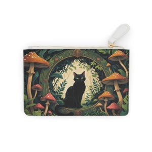 Mystic Forest Cat mini-clutch, boho en bloemen, stijlvolle minitas, herfstcadeau voor haar