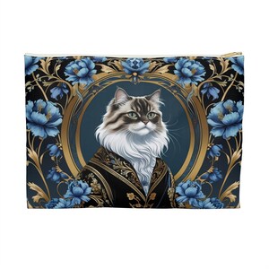 Royal Victorian Cat Makeup Pouch, Artistic & Unique, Purse Insert, Travel Organizer, Gift for Her