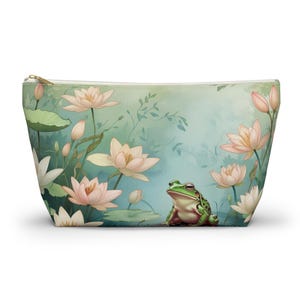 Mystic Blossom T-Bottom Pouch, Boho & Floral, Frosch Zubehör Beutel, Makeup Tasche, Geschenk für Sie
