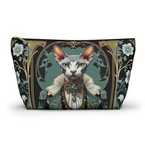 Victorian Feline Elegance Pouch, Artistic & Unique, Makeup Bag, Gift for Her, Travel Organizer