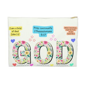 Jesus Bible Affirmations Zipper Pouch, Christian Inspirational Makeup Bag, Coin Purse, Religious Gift