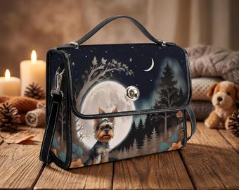 Yorkshire Terrier Umhängetasche - Vegan Leder Crossbody Geldbörse, Geschenk für Hundeliebhaber