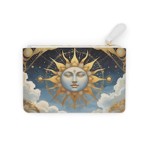 Mini pochette Solar Harmony, borse celestiali, design solare, mini borsa elegante, regalo estivo per lei