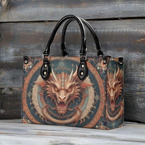 Spooky Dragon Bag Vegan Leather Cute Handbags Shoulder Bag, Small to Large Size, Goth Boho Hippie Style Bags