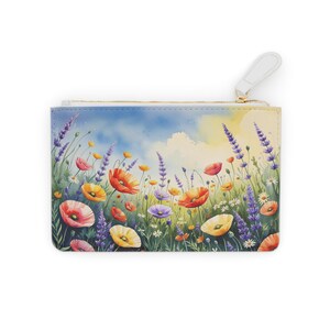 Sommer Wiese Bliss Mini Clutch, Natur inspiriert, Aquarell Geldbörse, Geschenk für Sie