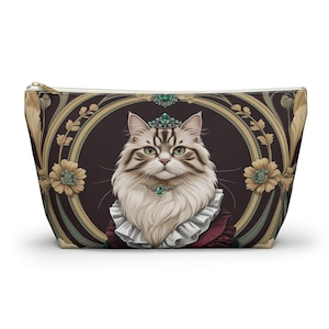 Victorian Persian Aristocat Accessory Pouch, Animal Lover Bags, Travel Pouch, Gift for Her, Cosmetic Bag