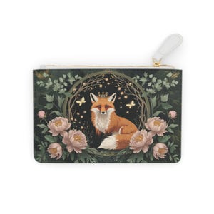 Mini bolsa de mão Twilight Protector Fox, inspirada na natureza, porta-cartões, bolsa com zíper, presente para ela, bolsa espiritual