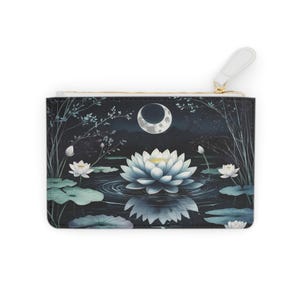 Midnight Lotus Reflection-clutch, artistiek en uniek, stijlvol minitasje, sereen cadeau voor haar