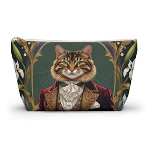 Victorian Feline Elegance Pouch, Animal Lover Bags, Makeup Bag, Gift for Her, Small Organizer