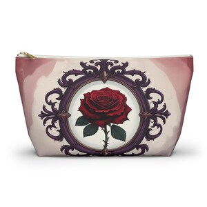 Enchanted Rose Mirror Accessory Pouch, Gothic & Witchy, Makeup Bag, Gift for Her, Zipper Pouch