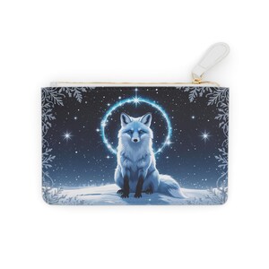 Mini pochette renard arctique céleste, sacs célestes, mini sac élégant, cadeau pour elle