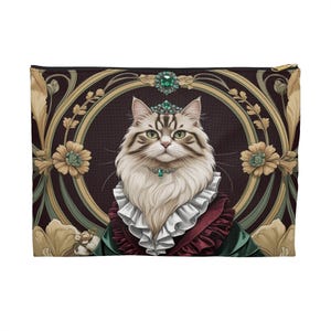 Victorian Persian Aristocat Pouch, Animal Lover Bags, Cosmetic Bag, Gift for Her, Travel Organizer