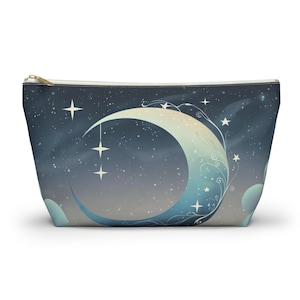 Nebula Dreams Accessory Pouch, Celestial Bags, Crescent Moon, Makeup Bag, Gift for Her
