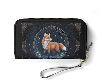 Fuchs Mond Vegan Leder Geldbörse, Reißverschluss am Handgelenk