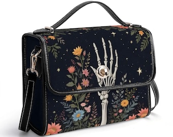 Skeleton Hand Bag, Witchy Vegan Leather Handbag, Goth Crossbody Purse, Boho Gift for Her