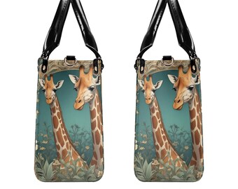 Giraffe Lover Bag Vegan Leather Cute Handbags Shoulder Bag, Small