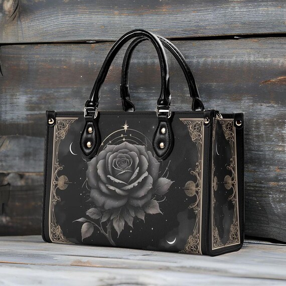 Black Rose Bag Cute Crossbody Purse Witchy Purse Top Handle Bag Witchcore Bags Goth Boho Hippie Style Bags Etsy