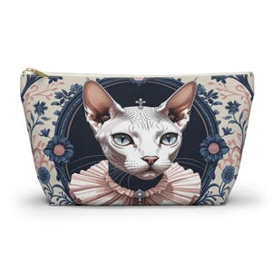 Royal Sphynx Portrait Accessory Pouch, Animal Lover Bags, Zipper Pouch, Makeup Bag, Gift for Her
