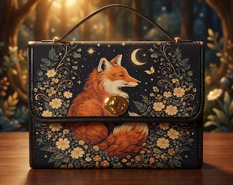 Cottagecore Fox Crossbody Bag, Vegan Leather Woodland Purse, Forestcore Satchel, Gift for Nature Lover