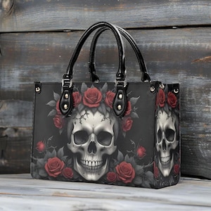 Gothic Skull Bag Vegan Leather Cute Handbags Shoulder Bag, Small to Large Size, Goth Boho Hippie Style Bags