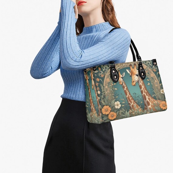 Giraffe Lover Bag Vegan Leather Cute Handbags Shoulder Bag, Small