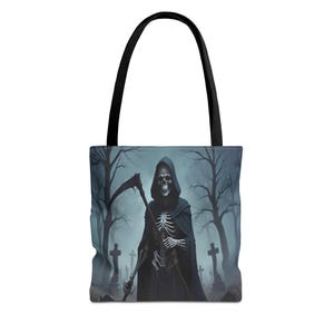 Grim Reaper Tote Bag, Spooky Reusable Tote, Gothic Gift for Friend