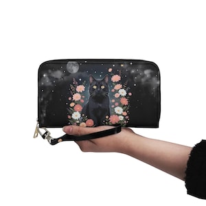 Cat Wallet Vegan Leather Cute Wallet Vegan Leather Wallet Zip Around Women Wallet Cute Multi Pocket