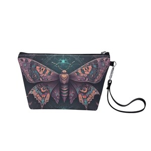 Dark Moth Make Up Bag Zipper Bag Cute Bag Vegan Leather Zipper Pouch Pencil Pouch Toiletry Pouch