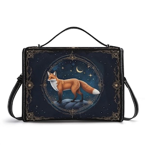 Süße Fuchs Mond Umhängetasche mit Crossbody Strap - Süße Handtasche perfekt zum Verschenken