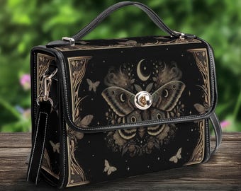 Mond Motte Tasche, Vegan Leder Boho Handtasche, himmlische Crossbody Geldbörse, Geschenk für Sie