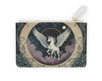 Regal Pegasus Voyage Mini Clutch, Fantasy & Surreal, Gift for Her, Stylish Mini Bag