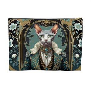 Victorian Feline Elegance, Animal Lover Bags, Cosmetic Bag, Travel Organizer, Gift for Her