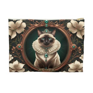 Victorian Aristocat Siamese Cat Pouch, Animal Lover Bags, Cosmetic Bag, Makeup Pouch, Gift for Her