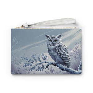 Mystical Woodland Owl Clutch, Gothic & Witchy, Gift for Her, Zipper Pouch, Winter Accessory, Spiritual Bag