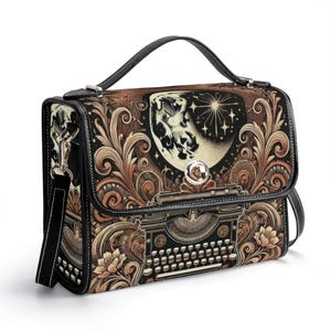 Vintage Schreibmaschine Vegan Leder Umhängetasche Cross Body Geldbörse Niedliche Vegan Handtasche Elegant Boho Geschenk für Sie