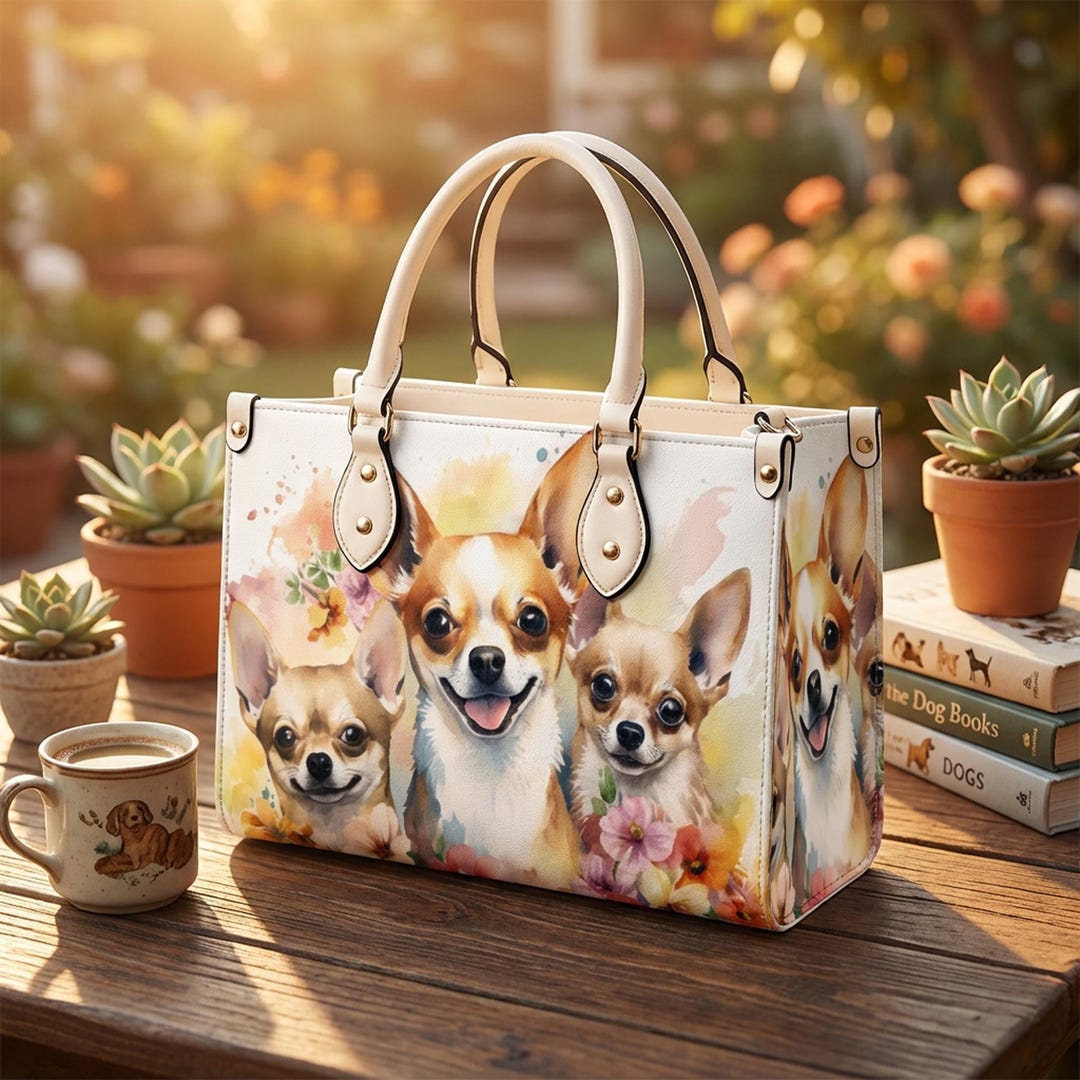 Chihuahua Bag, Vegan Leather Crossbody Purse, Dog Lover Gift, Dog