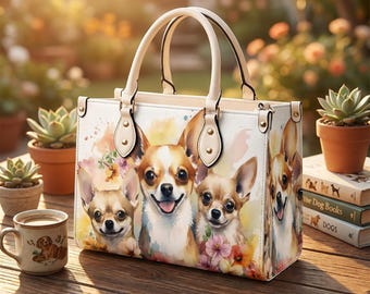 Chihuahua Bag, Vegan Leather Crossbody Purse, Dog Lover Gift, Dog Mom Handbag