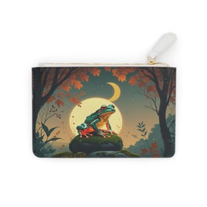 Mystic Forest Frog mini-clutch, op de natuur geïnspireerd, zakje met rits, stijlvolle minitas, cadeau voor haar