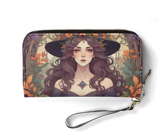 Witchcraft Wallet, Vegan Leather Zip Wristlet, Witchy Gift for Her