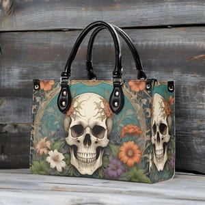 Skull Bag Vegan Leather Cute Handbags Shoulder Bag, Small to Large Size, Goth Boho Hippie Style Bags