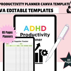 EDITABLE Productivity Planner Template Bundle, Planner Canva Templates, Printable Planner, Productivity Planner Canva, Productivity Tracker