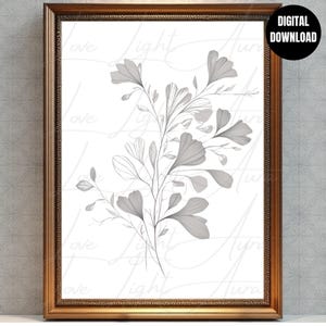 Botanical Black and White Wall Art | Detailed Plant Illustration | Nature-Inspired Printable Art | Digital Download for Home or Office Decor