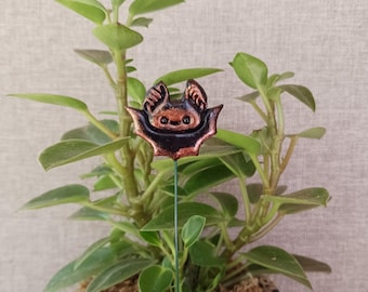Polymer Clay Bat Plant Stake, Copper Mica Garden Decor
