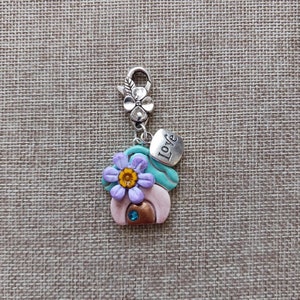 Handmade Toadstool Cottage Charm: Polymer Clay Purse, Zipper Pull