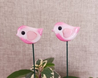 Decorative Plant Stakes,  Decorative Flower Pot Stakes, Easter Plant Stake, Small Birds,  Wedding Decorations, Set of Two